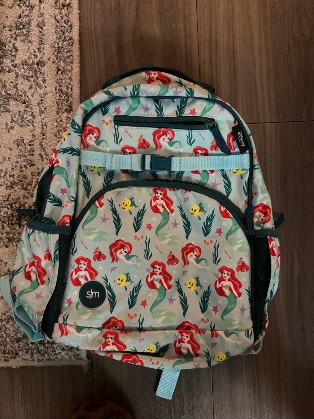 Disney Ariel Mint Green and Red Kids Backpack